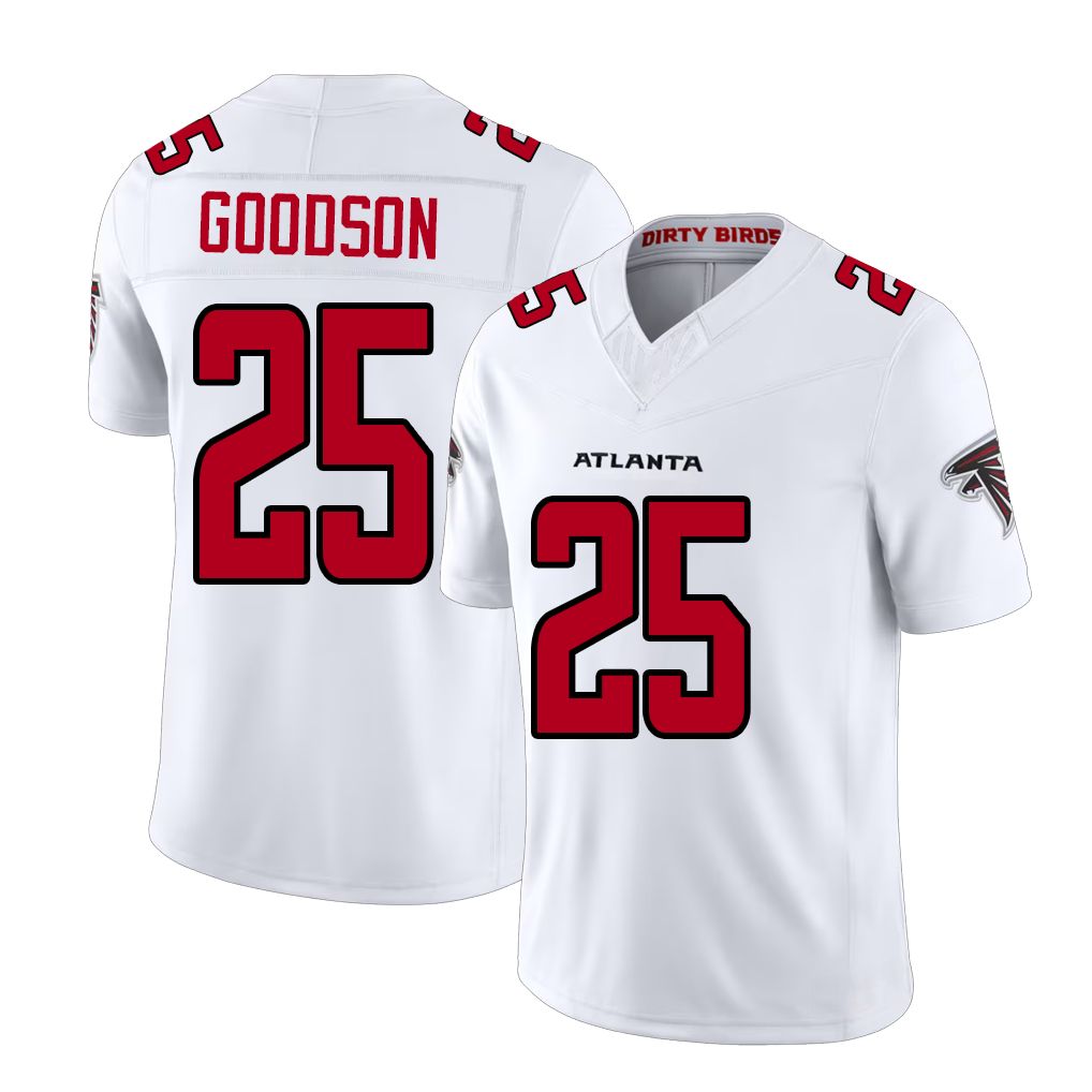 Atlanta #25 Goodson Player Football V Neck Short Sleeve White Jersey Tyler For Men Youth Women Gift
