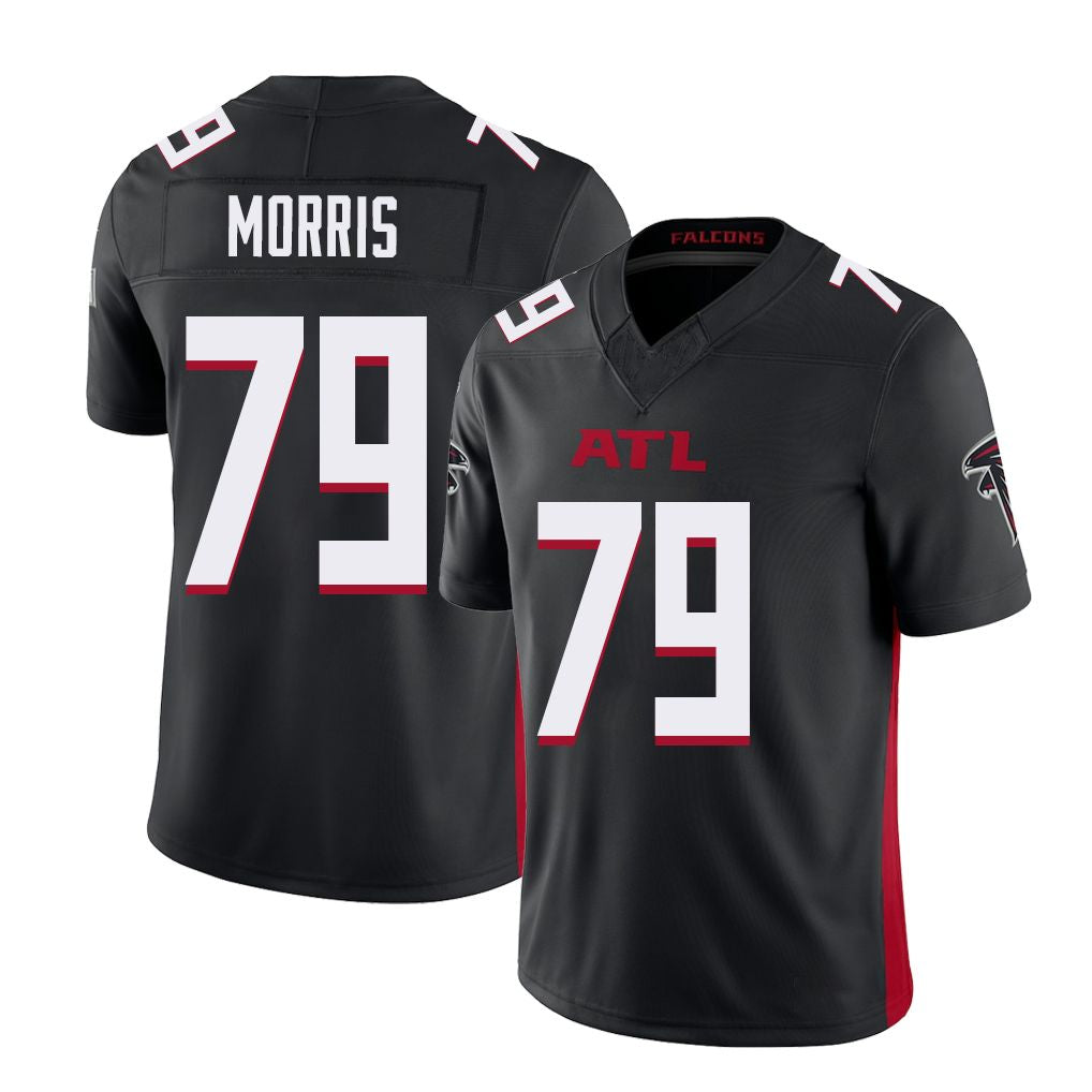 Atlanta #79 Morris Player Football V Neck Short Sleeve Black Jersey Wanya For Men Youth Women Gift