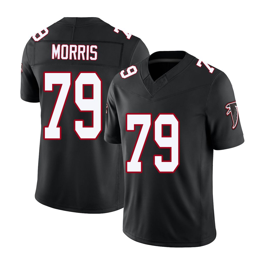 Atlanta #79 Morris Player Football V Neck Short Sleeve Black Throwback Jersey Wanya For Men Youth Women Gift
