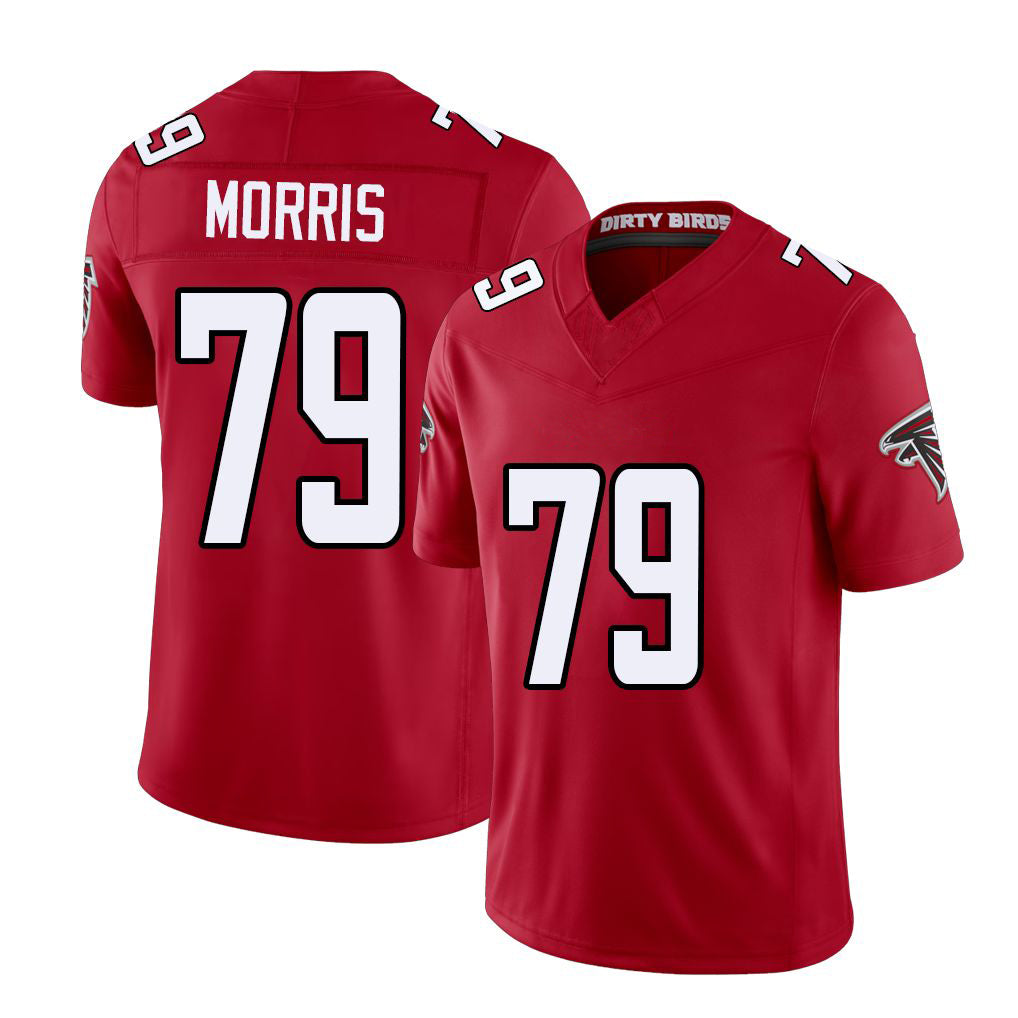 Atlanta #79 Morris Player Football V Neck Short Sleeve Red Jersey Wanya For Men Youth Women Gift