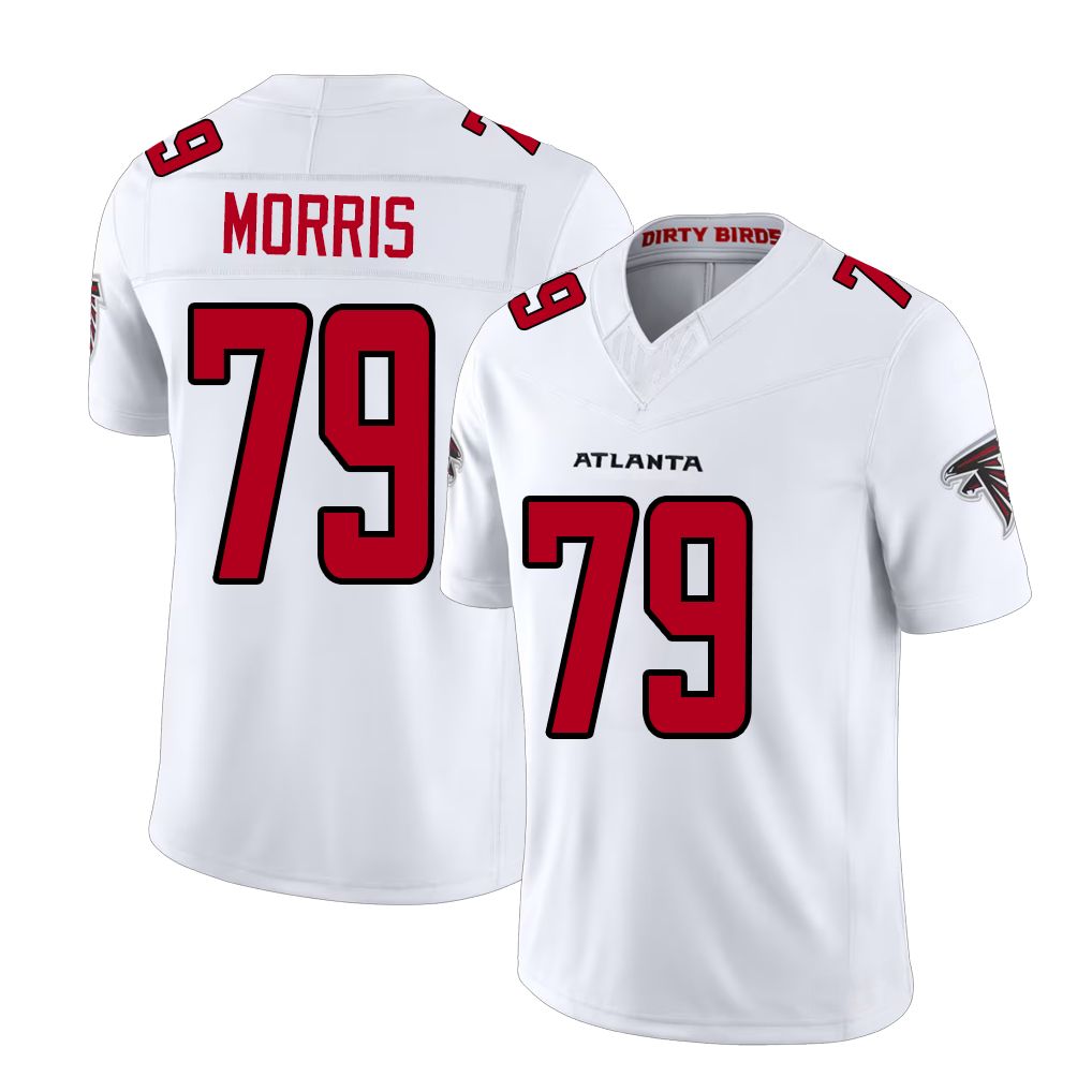 Atlanta #79 Morris Player Football V Neck Short Sleeve White Jersey Wanya For Men Youth Women Gift