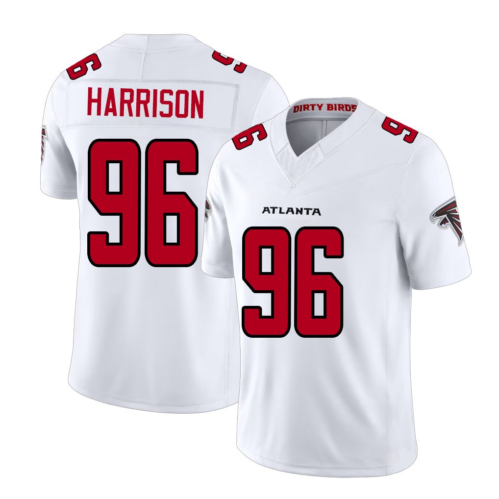 Atlanta #96 Harrison Player Football V Neck Short Sleeve White Jersey Zach For Men Youth Women Gift