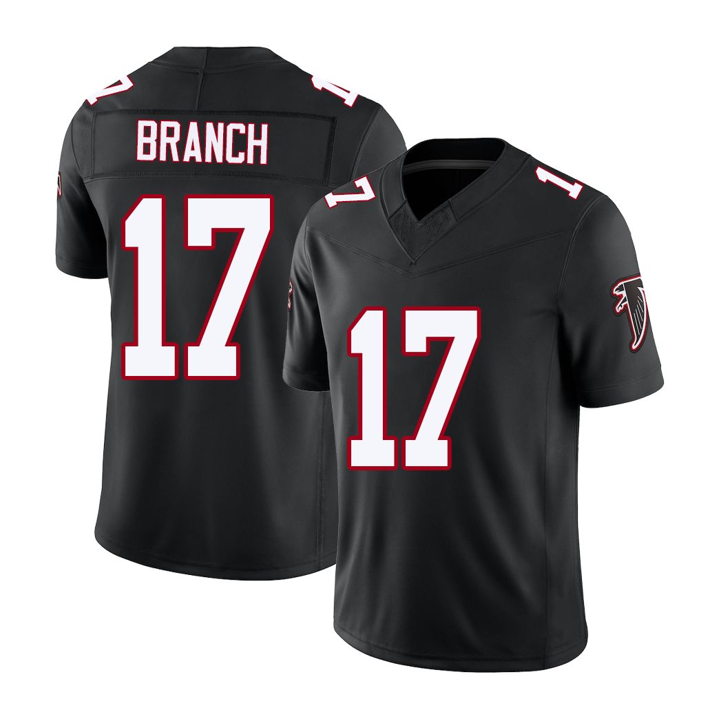 Atlanta #17 Branch Player Football V Neck Short Sleeve Black Throwback Jersey Zachariah For Men Youth Women Gift