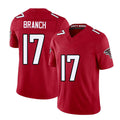 Atlanta #17 Branch Player Football V Neck Short Sleeve Red Jersey Zachariah For Men Youth Women Gift