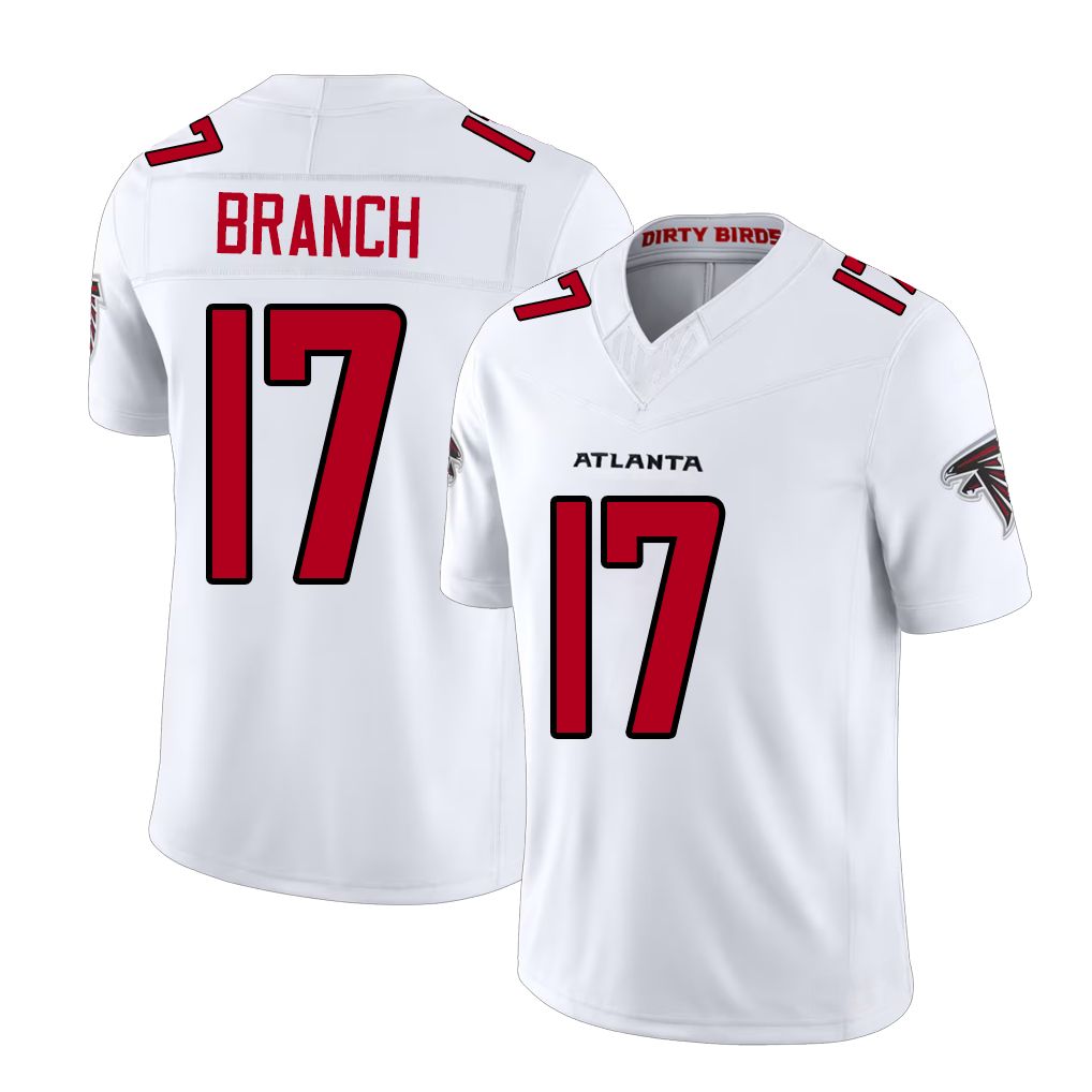 Atlanta #17 Branch Player Football V Neck Short Sleeve White Jersey Zachariah For Men Youth Women Gift