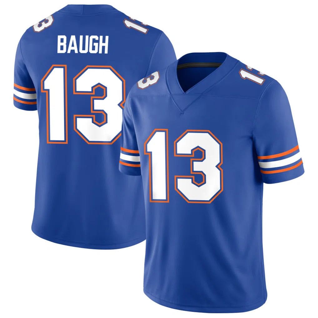 Florida #13 Baugh Player College Football V Neck Short Sleeve Blue Jersey Jadan For Men Youth Women