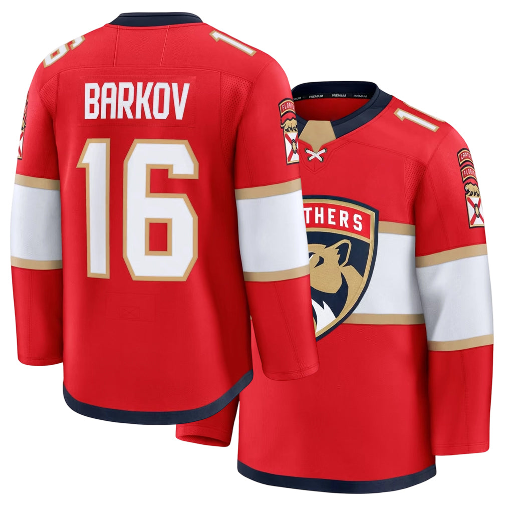 Mens Florida #16 Barkov Player Ice hockey Long Sleeve Red Aleksander Jersey