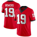 Georgia #19 Bowers Player College Football V Neck Short Sleeve Red Jersey Brock For Men Youth Women