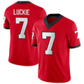 Georgia #7 Luckie Player College Football V Neck Short Sleeve Red Jersey Lawson For Men Youth Women