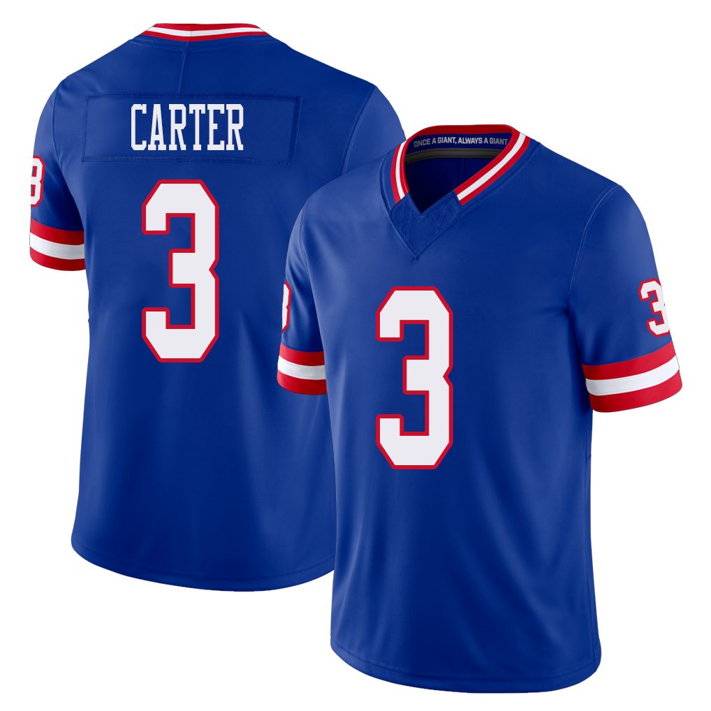 New York #3 Abdul Player Football V Neck Short Sleeve Royal Jersey Carter For Men Youth Women Gift