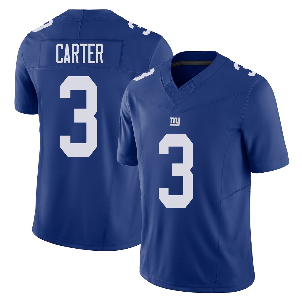 New York #3 Abdul Player Football V Neck Short Sleeve Royal Jersey Carter For Men Youth Women Gift