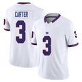 New York #3 Carter Player Football V Neck Short Sleeve White Jersey Abdul For Men Youth Women Gift