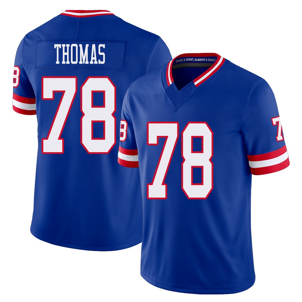 New York #78 Andrew Player Football V Neck Short Sleeve Royal Jersey Thomas For Men Youth Women Gift