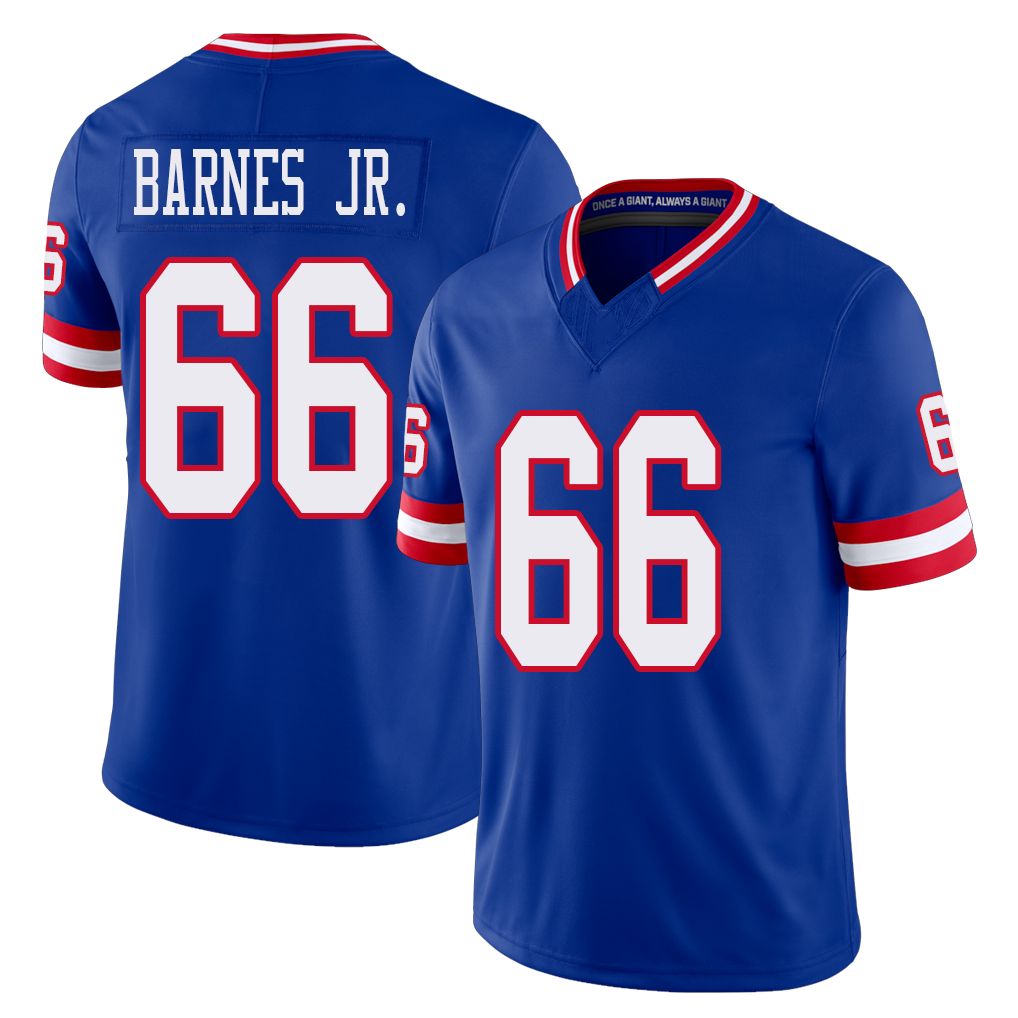 New York #66 Anquin Player Football V Neck Short Sleeve Royal Jersey Barnes Jr. For Men Youth Women Gift