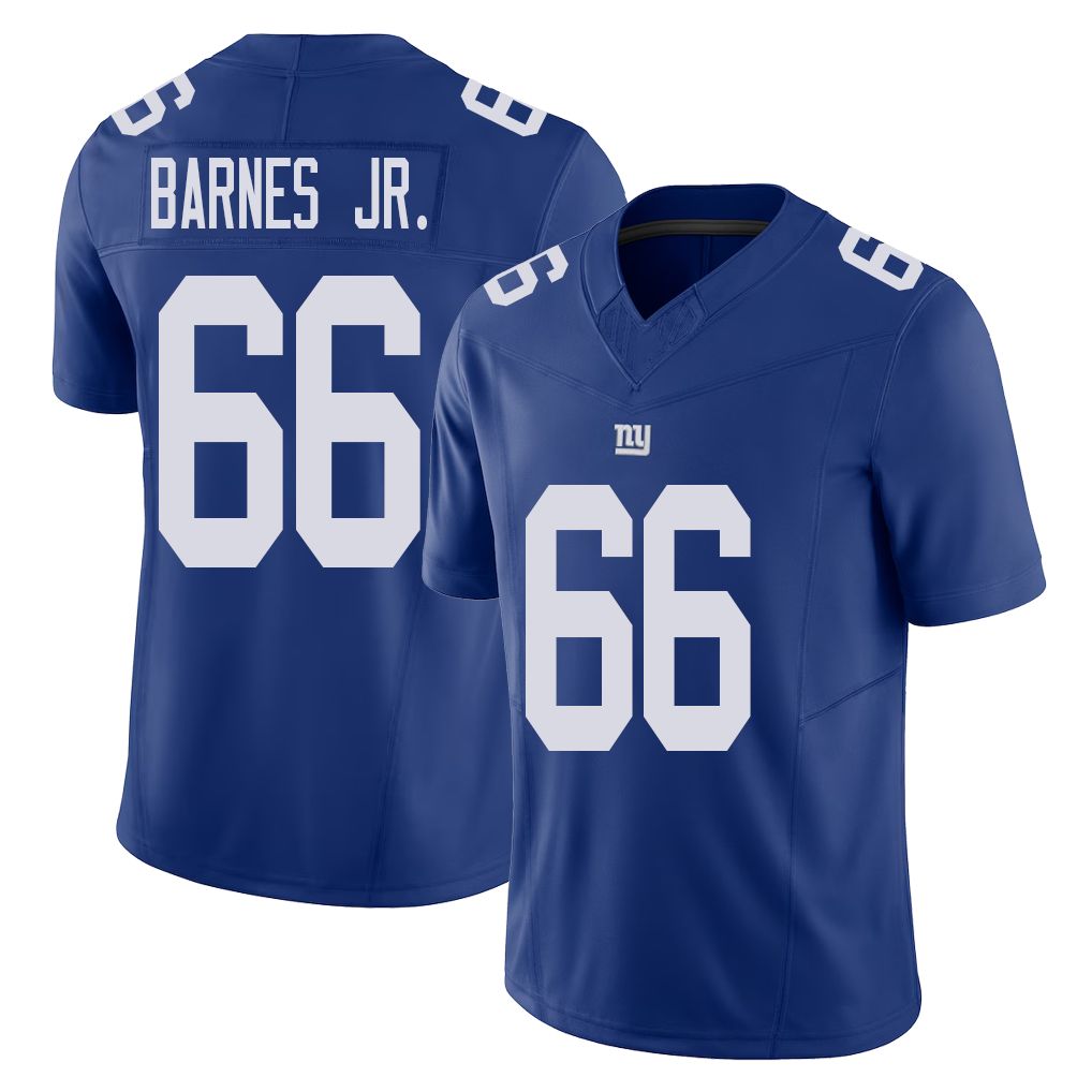 New York #66 Anquin Player Football V Neck Short Sleeve Royal Jersey Barnes Jr. For Men Youth Women Gift
