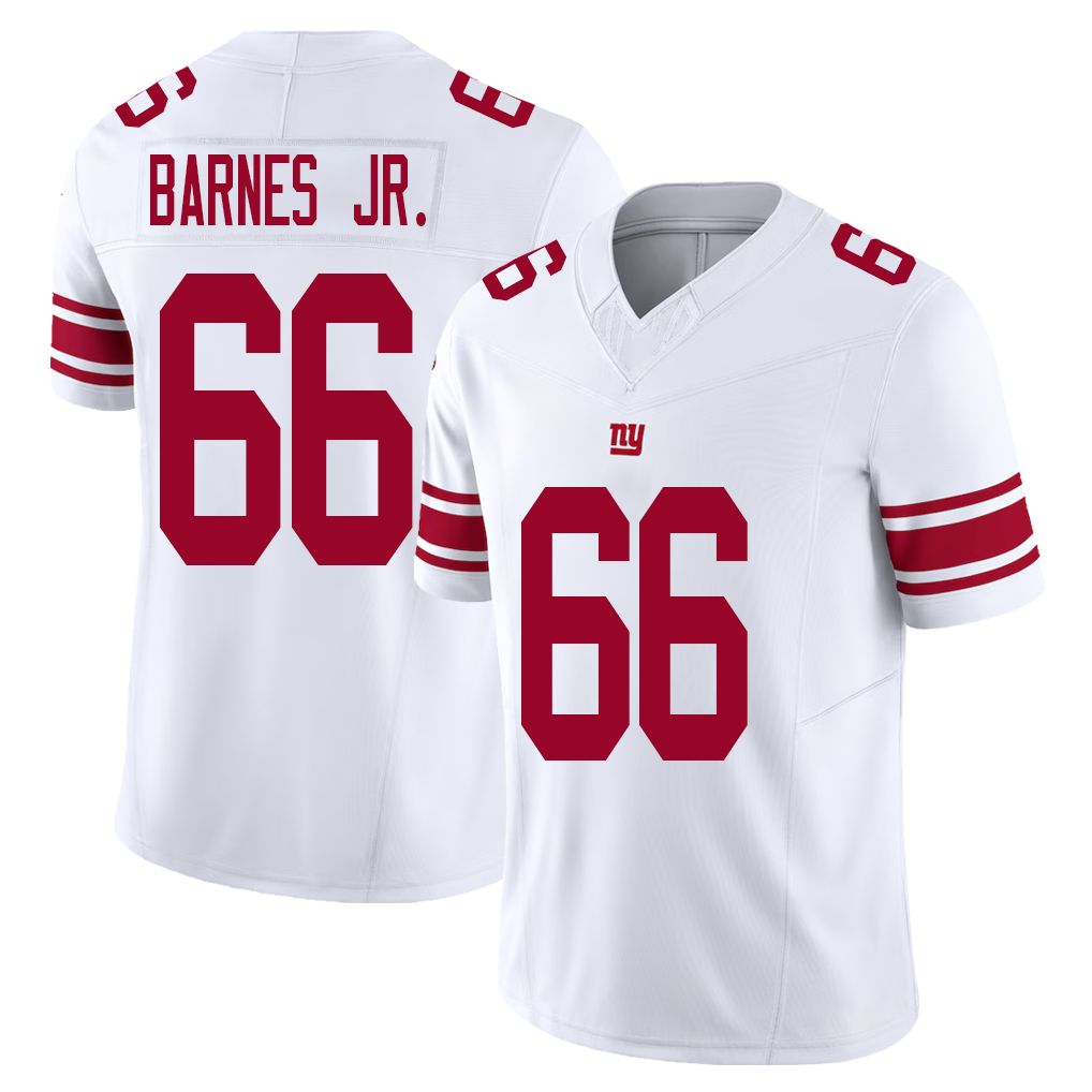 New York #66 Barnes Jr. Player Football V Neck Short Sleeve White Jersey Anquin For Men Youth Women Gift
