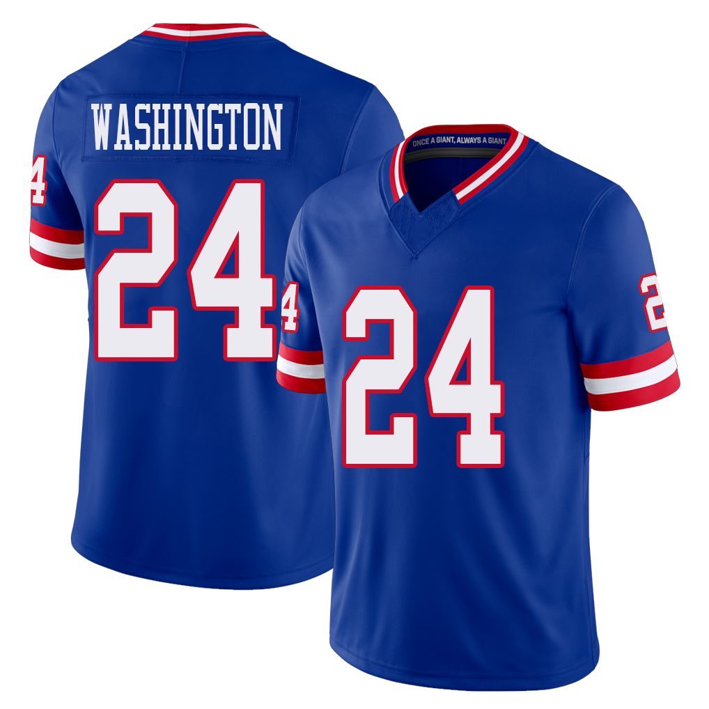 New York #24 Ar'Darius Player Football V Neck Short Sleeve Royal Jersey Washington For Men Youth Women Gift