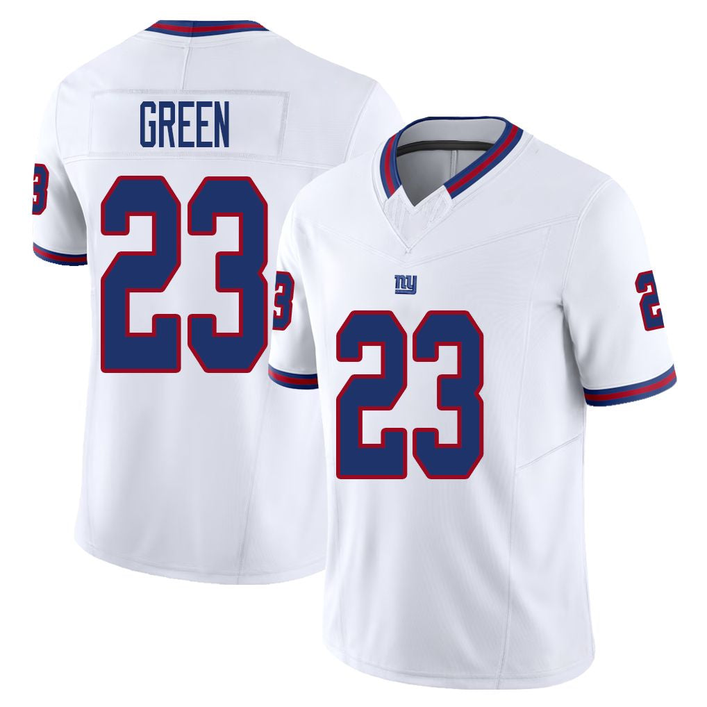 New York #23 Green Player Football V Neck Short Sleeve White Jersey Art For Men Youth Women Gift
