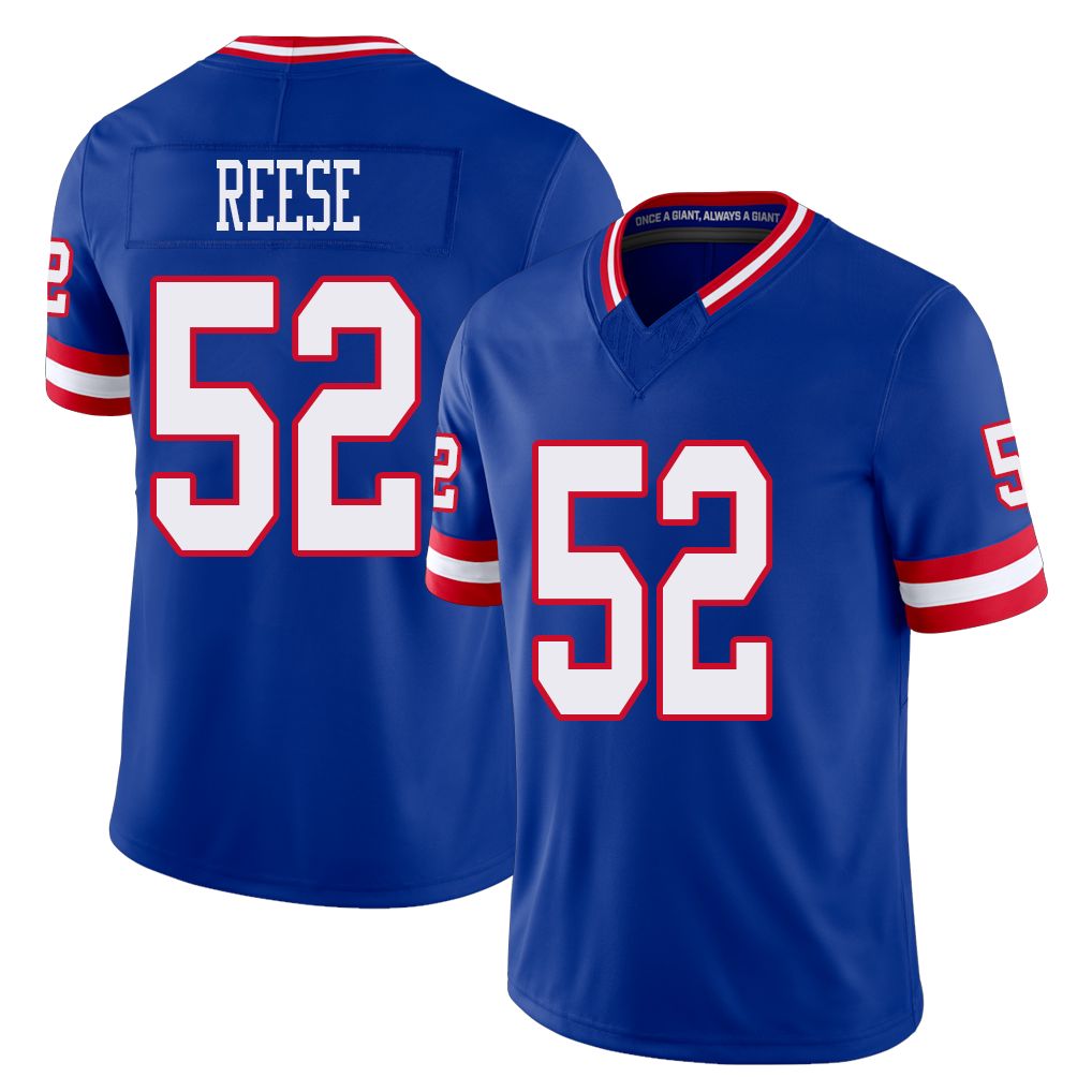 New York #52 Arvell Player Football V Neck Short Sleeve Royal Jersey Reese For Men Youth Women Gift