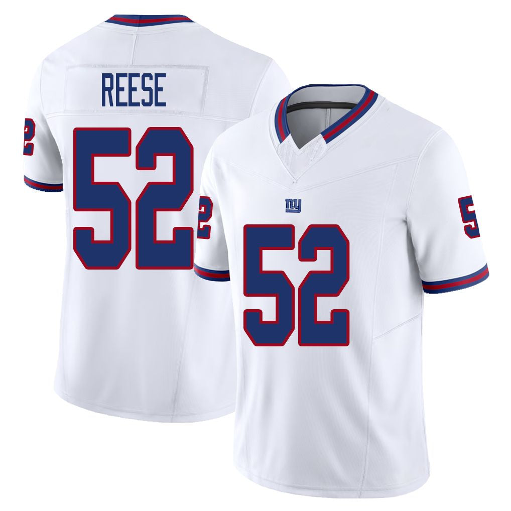 New York #52 Reese Player Football V Neck Short Sleeve White Jersey Arvell For Men Youth Women Gift