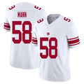 New York #58 Mann Player Football V Neck Short Sleeve White Jersey Ben For Men Youth Women Gift
