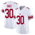 New York #30 Sauls Player Football V Neck Short Sleeve White Jersey Ben For Men Youth Women Gift