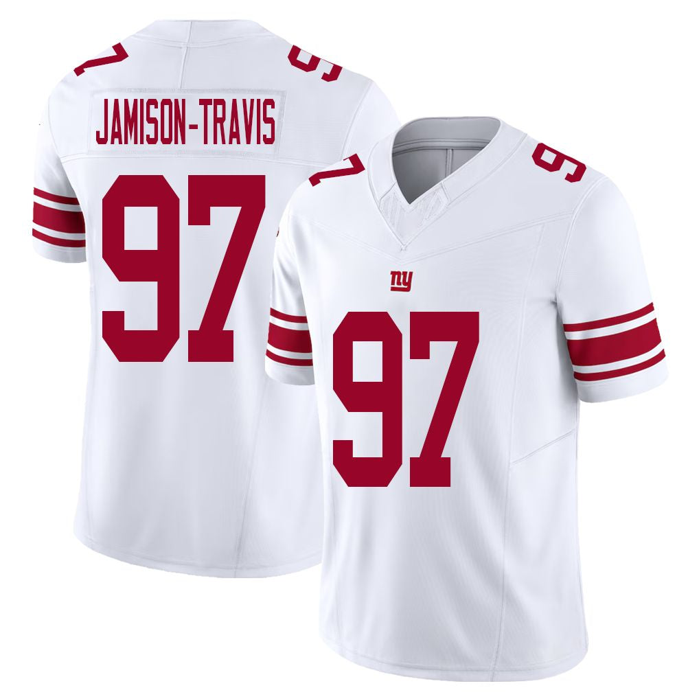 New York #97 Jamison-Travis Player Football V Neck Short Sleeve White Jersey Bobby For Men Youth Women Gift