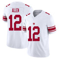New York #12 Allen Player Football V Neck Short Sleeve White Jersey Brandon For Men Youth Women Gift