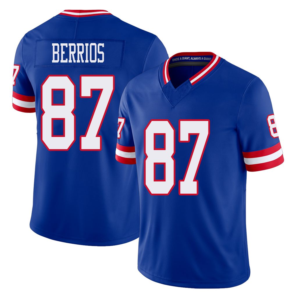 New York #87 Braxton Player Football V Neck Short Sleeve Royal Jersey Berrios For Men Youth Women Gift