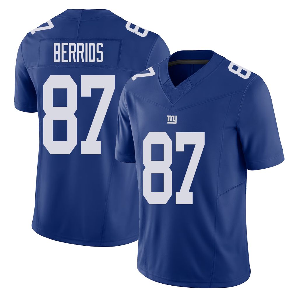 New York #87 Braxton Player Football V Neck Short Sleeve Royal Jersey Berrios For Men Youth Women Gift