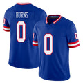 New York #0 Brian Player Football V Neck Short Sleeve Royal Jersey Burns For Men Youth Women Gift