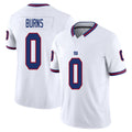 New York #0 Burns Player Football V Neck Short Sleeve White Jersey Brian For Men Youth Women Gift