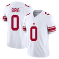New York #0 Burns Player Football V Neck Short Sleeve White Jersey Brian For Men Youth Women Gift