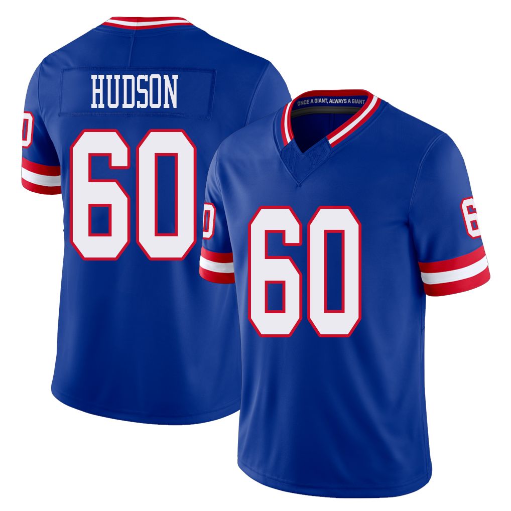 New York #60 Bryan Player Football V Neck Short Sleeve Royal Jersey Hudson For Men Youth Women Gift