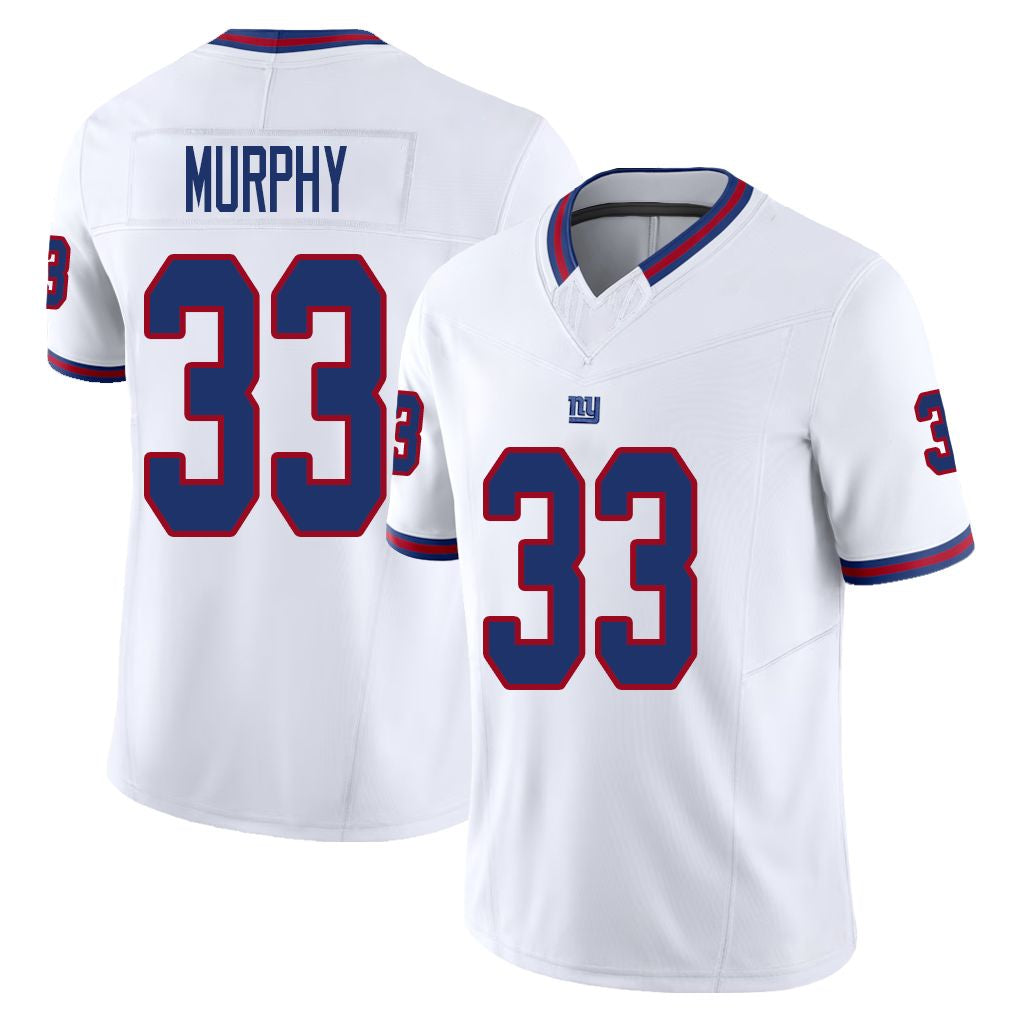 New York #33 Murphy Player Football V Neck Short Sleeve White Jersey Caleb For Men Youth Women Gift