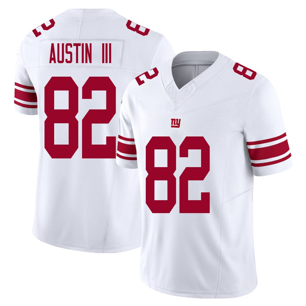 New York #82 Austin III Player Football V Neck Short Sleeve White Jersey Calvin For Men Youth Women Gift