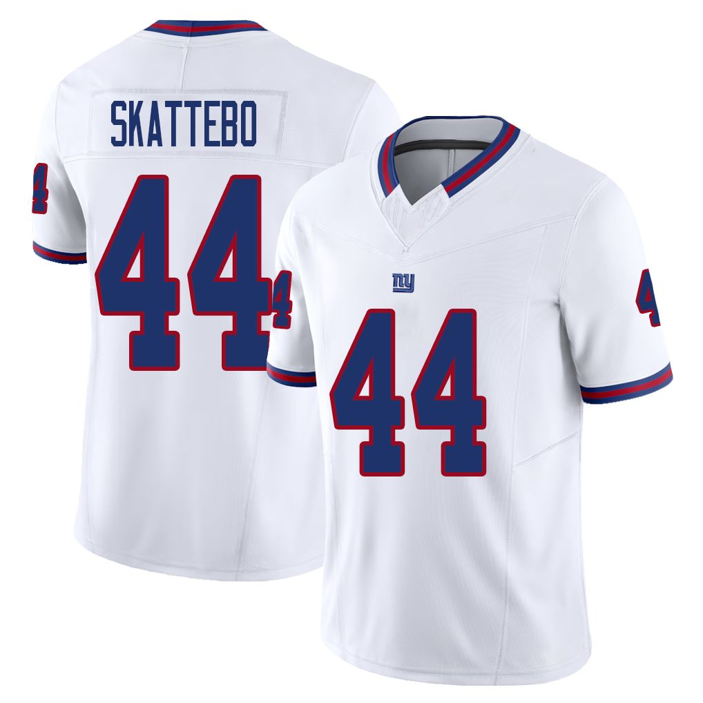 New York #44 Skattebo Player Football V Neck Short Sleeve White Jersey Cam For Men Youth Women Gift