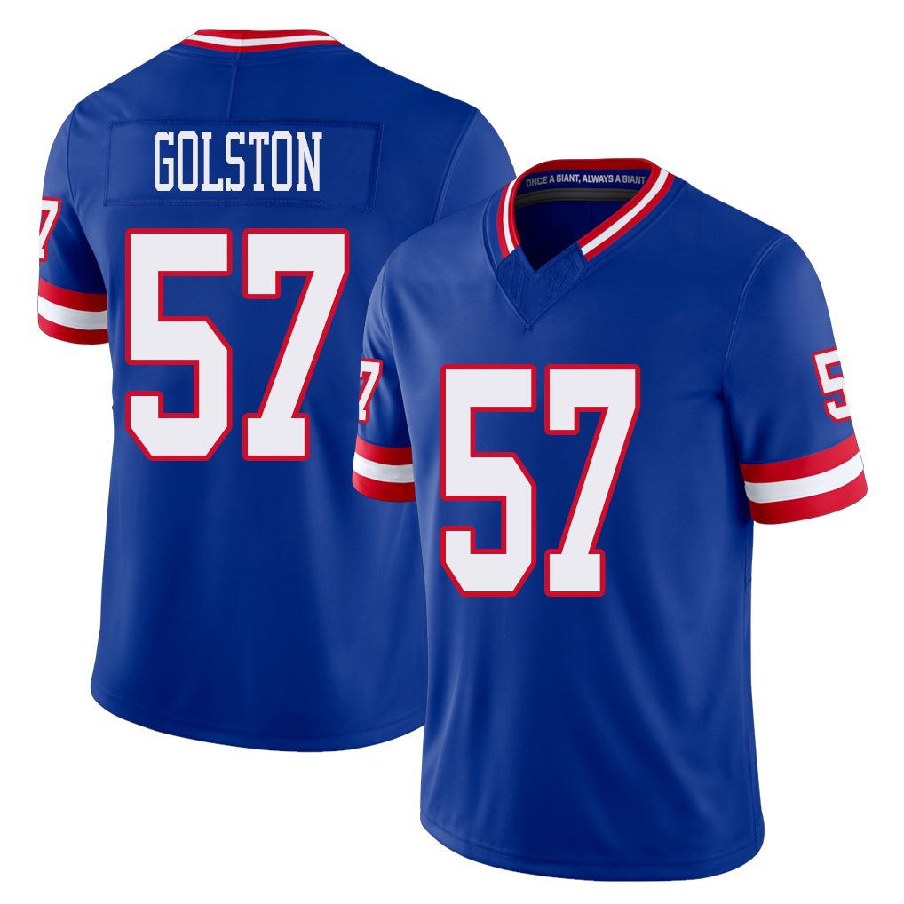New York #57 Chauncey Player Football V Neck Short Sleeve Royal Jersey Golston For Men Youth Women Gift