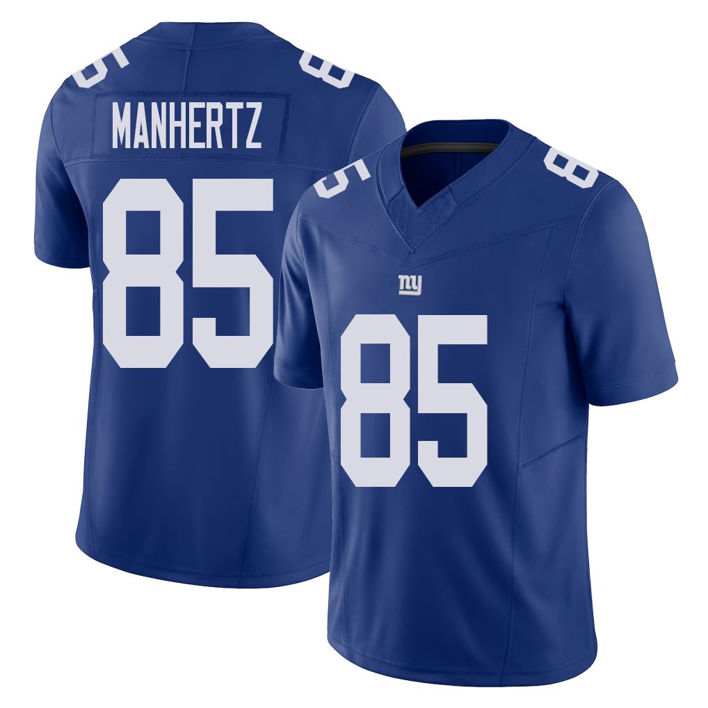 New York #85 Chris Player Football V Neck Short Sleeve Royal Jersey Manhertz For Men Youth Women Gift