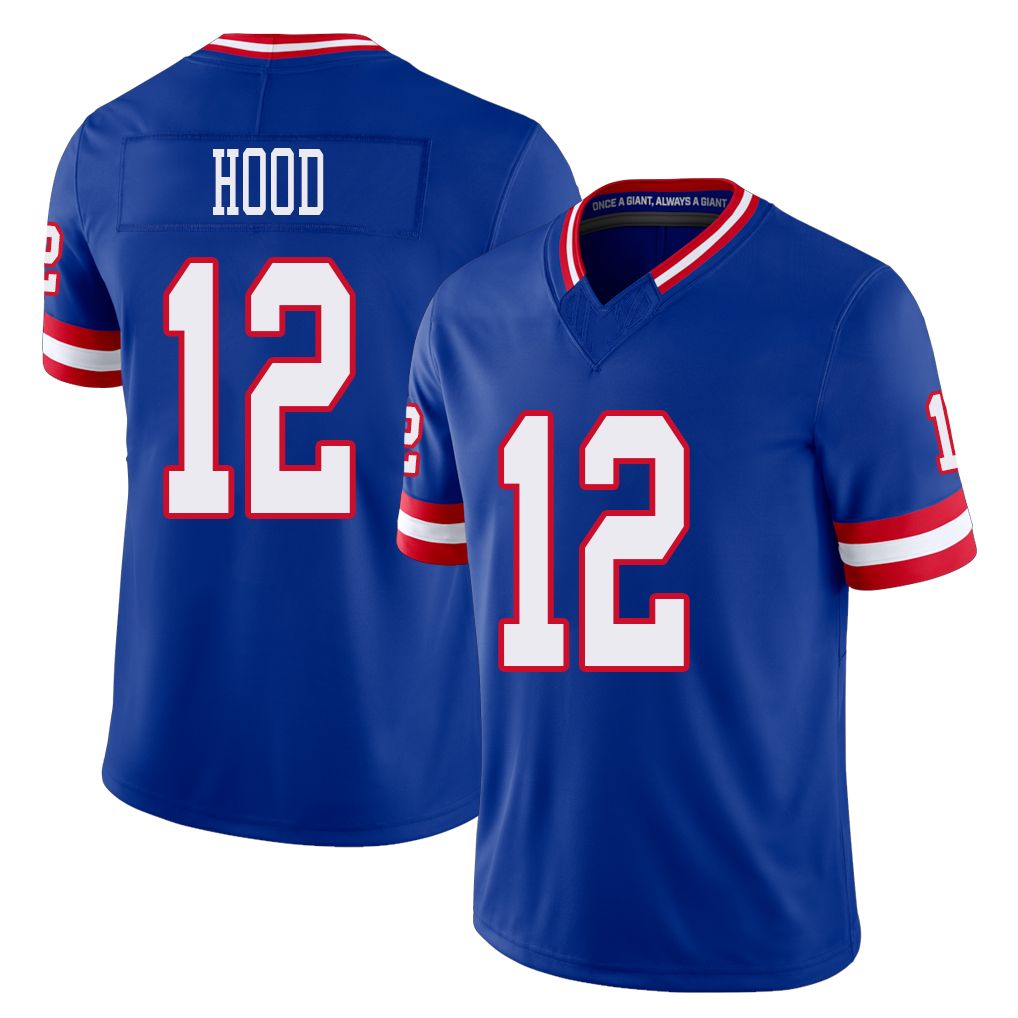 New York #12 Colton Player Football V Neck Short Sleeve Royal Jersey Hood For Men Youth Women Gift