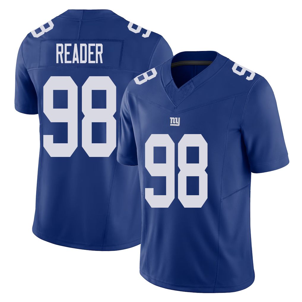 New York #98 DJ Player Football V Neck Short Sleeve Royal Jersey Reader For Men Youth Women Gift