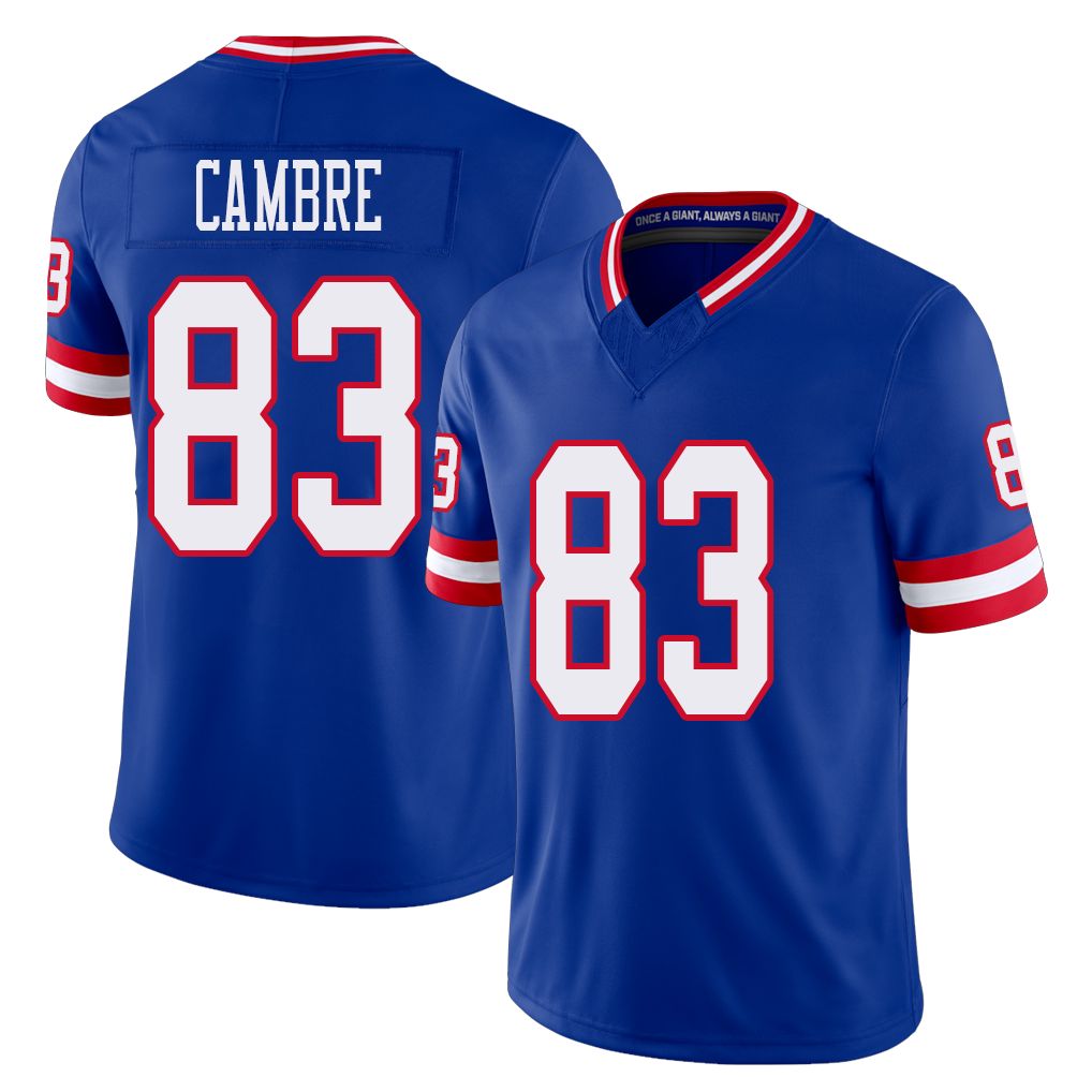 New York #83 Dalen Player Football V Neck Short Sleeve Royal Jersey Cambre For Men Youth Women Gift