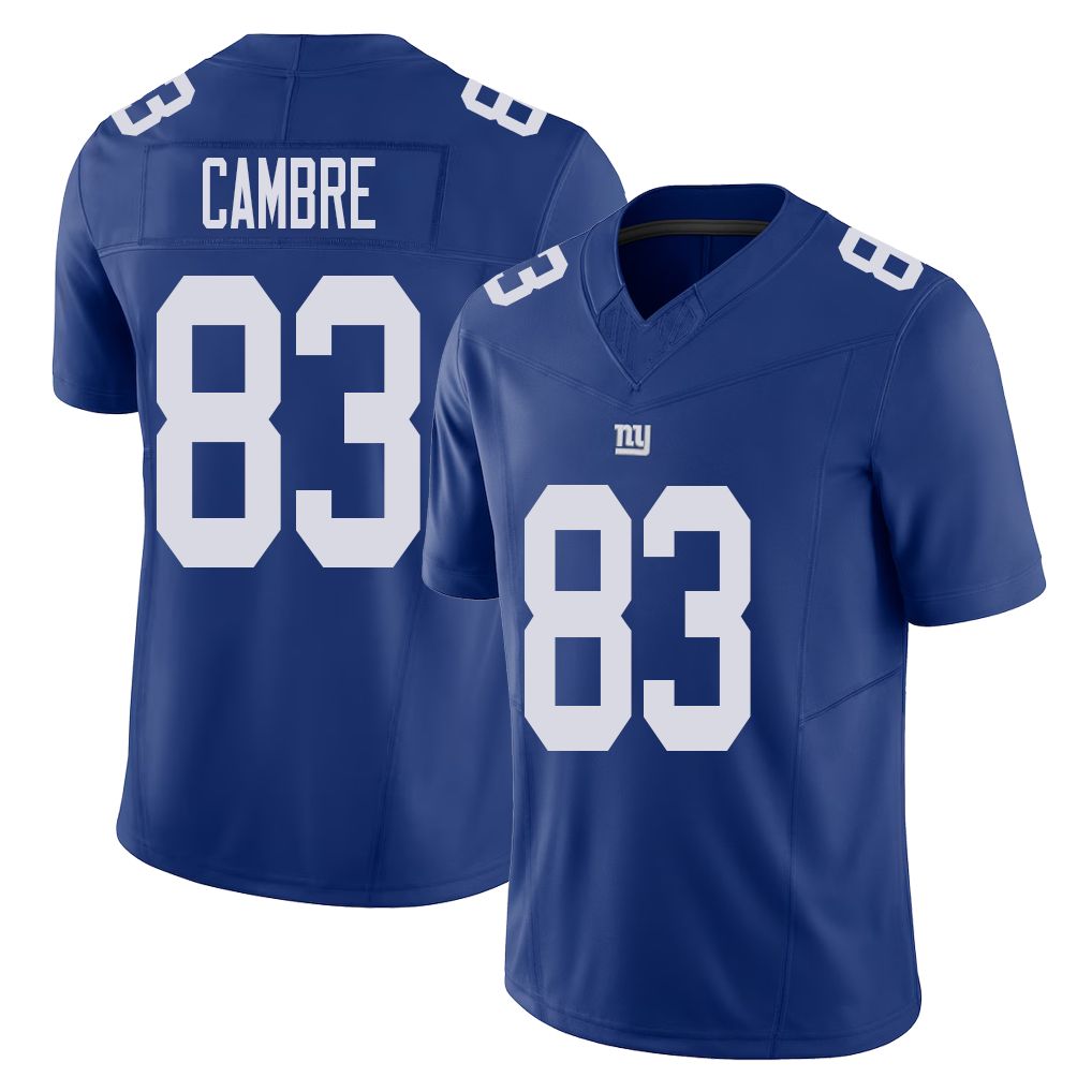 New York #83 Dalen Player Football V Neck Short Sleeve Royal Jersey Cambre For Men Youth Women Gift