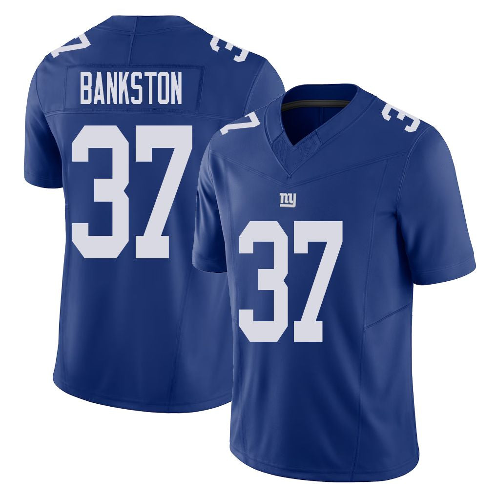 New York #37 Damon Player Football V Neck Short Sleeve Royal Jersey Bankston For Men Youth Women Gift
