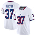 New York #37 Bankston Player Football V Neck Short Sleeve White Jersey Damon For Men Youth Women Gift