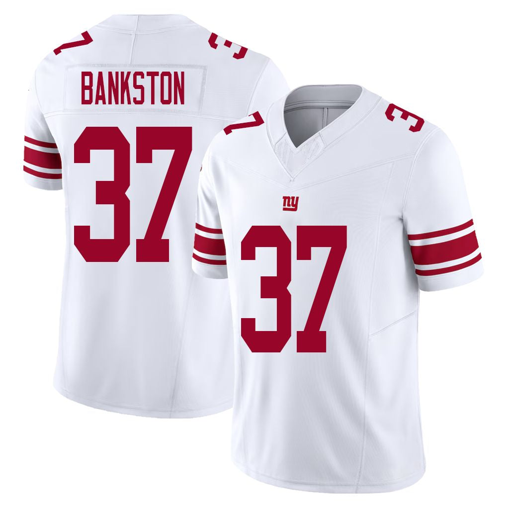 New York #37 Bankston Player Football V Neck Short Sleeve White Jersey Damon For Men Youth Women Gift