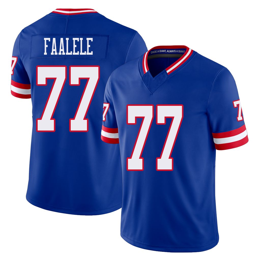 New York #77 Daniel Player Football V Neck Short Sleeve Royal Jersey Faalele For Men Youth Women Gift