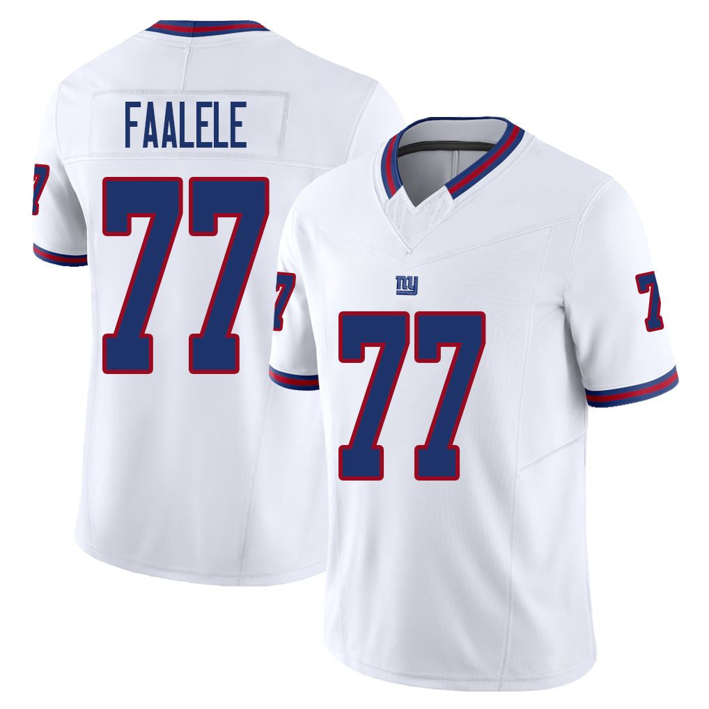 New York #77 Faalele Player Football V Neck Short Sleeve White Jersey Daniel For Men Youth Women Gift