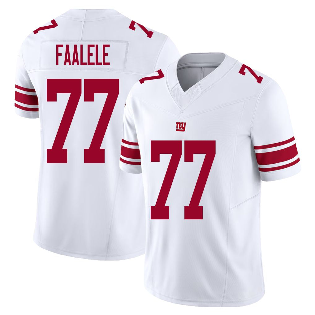 New York #77 Faalele Player Football V Neck Short Sleeve White Jersey Daniel For Men Youth Women Gift