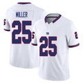 New York #25 Miller Player Football V Neck Short Sleeve White Jersey Dante For Men Youth Women Gift